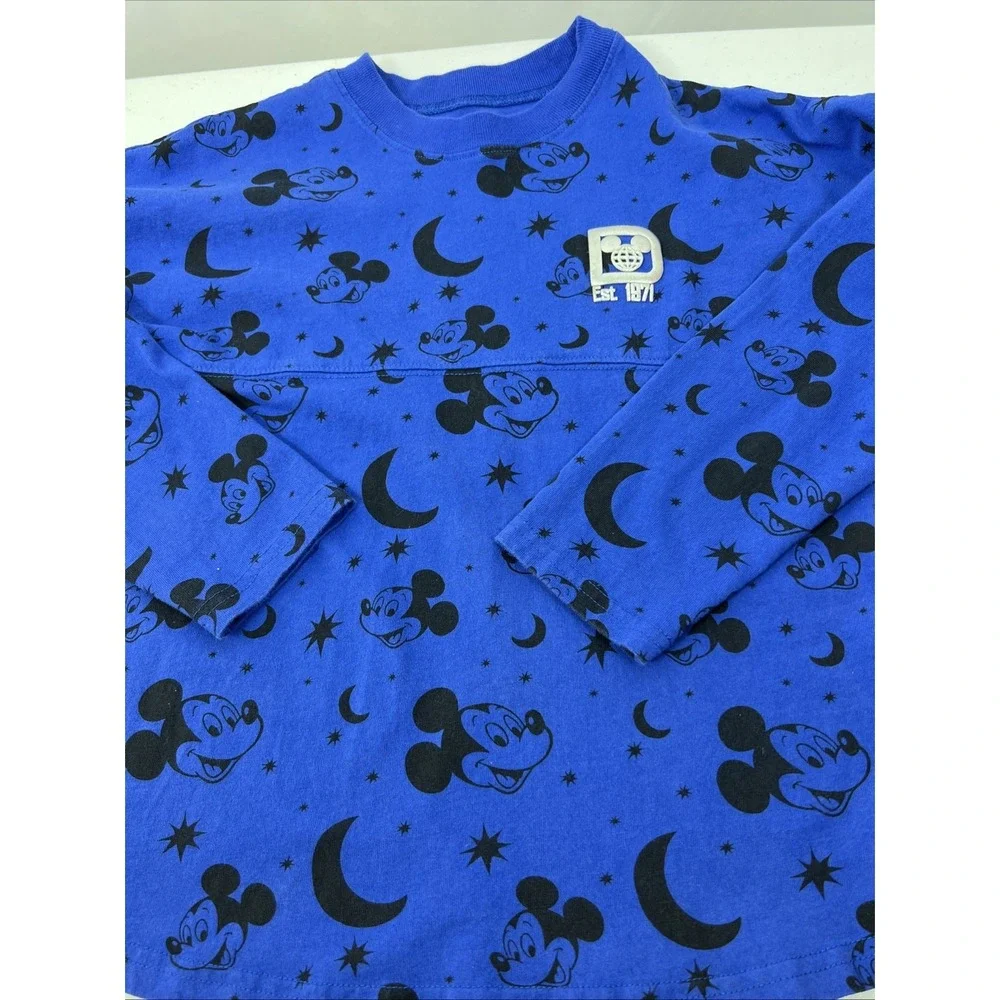 Walt Disney World Spirit Jersey Mickey Shirt Blue Moons & Stars Kids Size XL - Picture 6 of 11